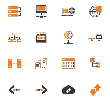 Internet, sunucu, ağ Icons set