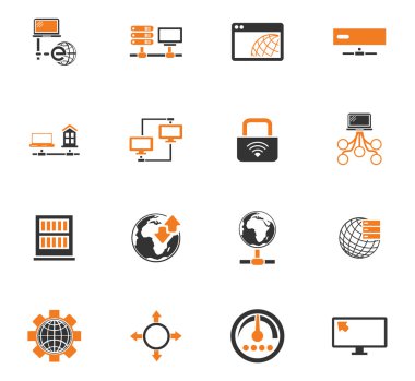 Internet, sunucu, ağ Icons set