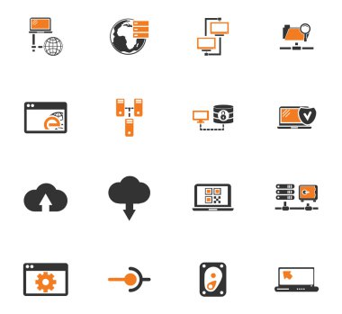 Internet, sunucu, ağ Icons set
