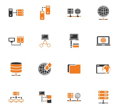 Internet, sunucu, ağ Icons set