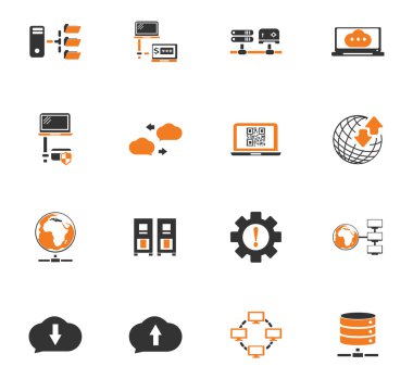 Internet, sunucu, ağ Icons set