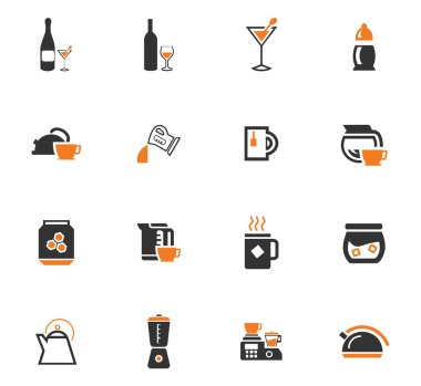 İçecekler simgeler hazırlanması için mutfak eşyaları