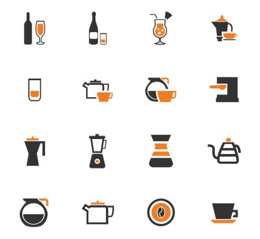 İçecekler simgeler hazırlanması için mutfak eşyaları