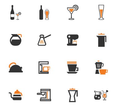 İçecekler simgeler hazırlanması için mutfak eşyaları