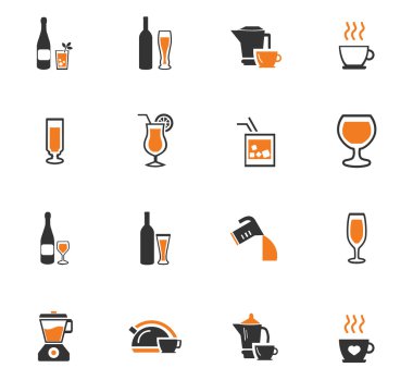 İçecekler simgeler hazırlanması için mutfak eşyaları