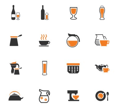 İçecekler simgeler hazırlanması için mutfak eşyaları