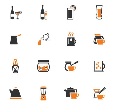 İçecekler simgeler hazırlanması için mutfak eşyaları