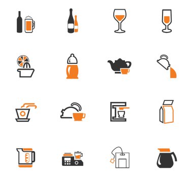 İçecekler simgeler hazırlanması için mutfak eşyaları