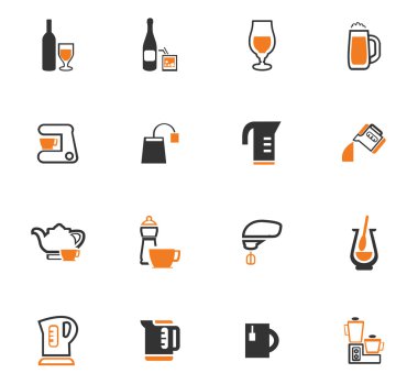 İçecekler simgeler hazırlanması için mutfak eşyaları