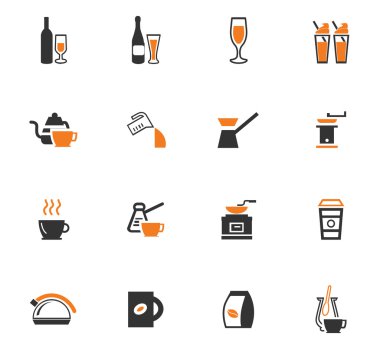 İçecekler simgeler hazırlanması için mutfak eşyaları
