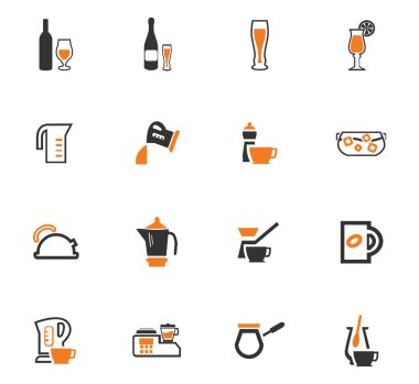 İçecekler simgeler hazırlanması için mutfak eşyaları