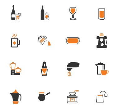 İçecekler simgeler hazırlanması için mutfak eşyaları