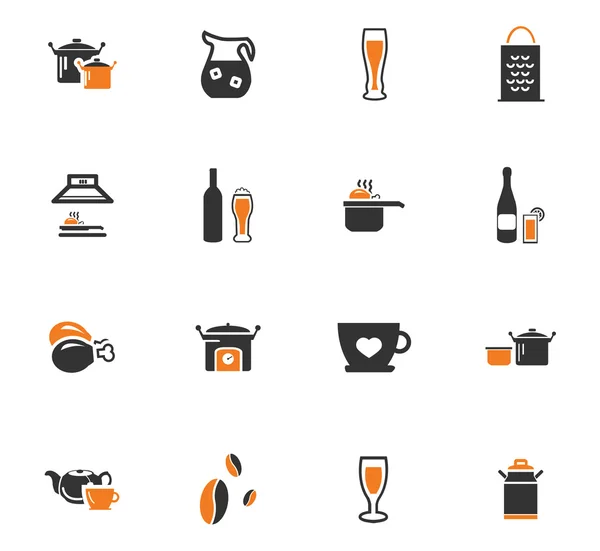 Conjunto de iconos de comida y cocina — Vector de stock