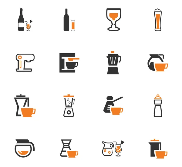 Utensilios para la preparación de iconos de bebidas — Vector de stock