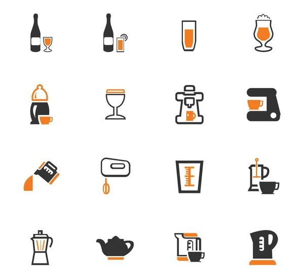 Köksredskap för beredning av drycker ikoner — Stock vektor