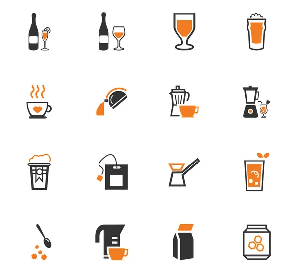 Utensilios para la preparación de iconos de bebidas — Vector de stock