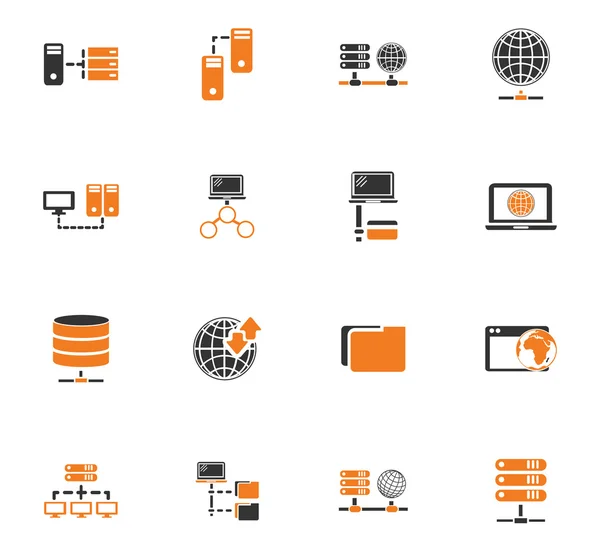 Internet, server, network icons set — Stock Vector