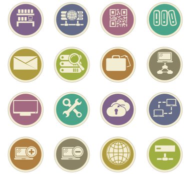 Internet, sunucu, ağ Icons set