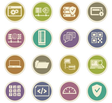 Internet, sunucu, ağ Icons set