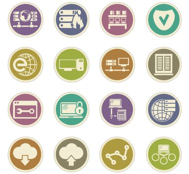 Internet, sunucu, ağ Icons set