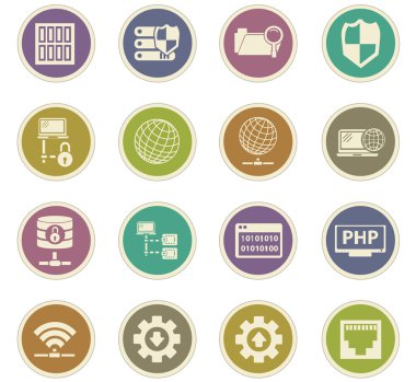 Internet, sunucu, ağ Icons set