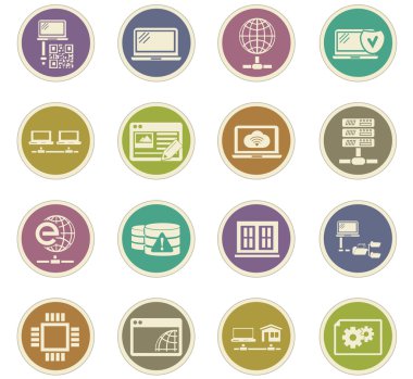Internet, sunucu, ağ Icons set