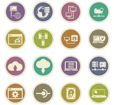 Internet, sunucu, ağ Icons set
