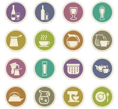 İçecekler simgeler hazırlanması için mutfak eşyaları
