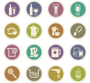 İçecekler simgeler hazırlanması için mutfak eşyaları