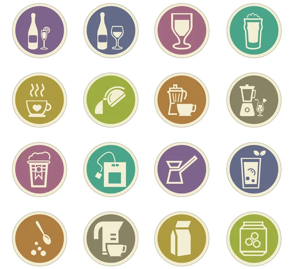 Gebruiksvoorwerpen voor de bereiding van dranken pictogrammen — Stockvector