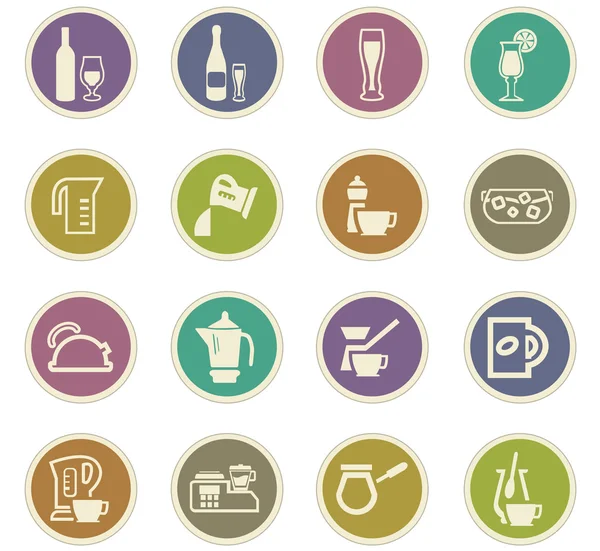 Utensils for the preparation of beverages icons — Stock Vector