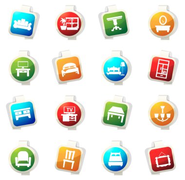 Mobilya vektörü simgeleri ayarlandı