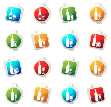 Gözlük ve bardak Icons set