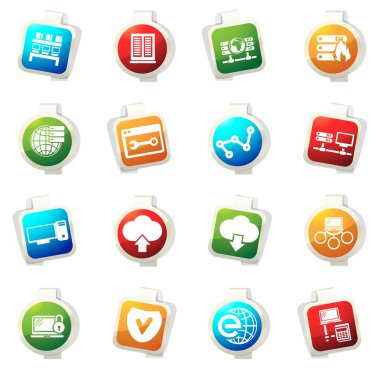 Internet, sunucu, ağ Icons set