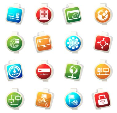 Internet, sunucu, ağ Icons set