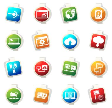 Internet, sunucu, ağ Icons set