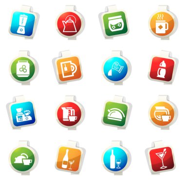 İçecekler Icons set hazırlanması için mutfak eşyaları