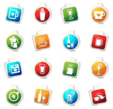 İçecekler Icons set hazırlanması için mutfak eşyaları