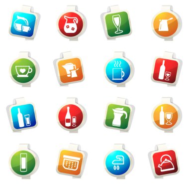 İçecekler Icons set hazırlanması için mutfak eşyaları