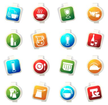 İçecekler Icons set hazırlanması için mutfak eşyaları