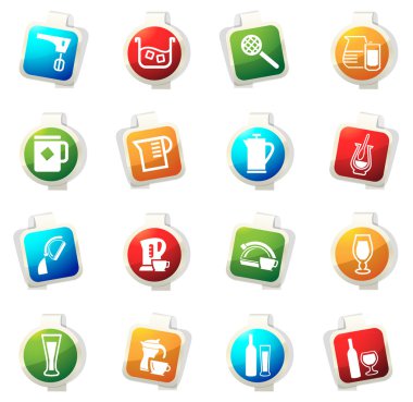 İçecekler Icons set hazırlanması için mutfak eşyaları