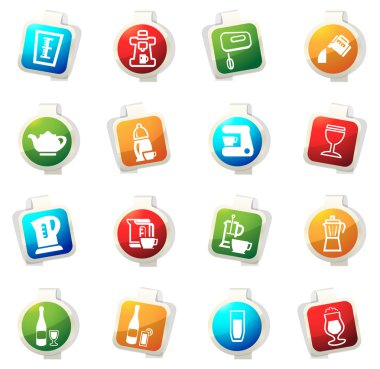 İçecekler Icons set hazırlanması için mutfak eşyaları