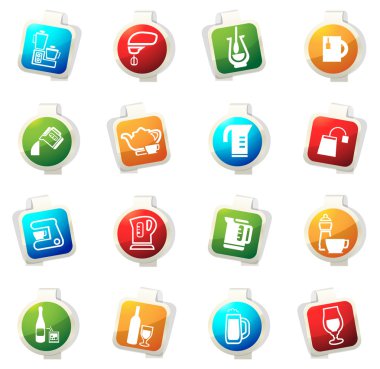 İçecekler Icons set hazırlanması için mutfak eşyaları