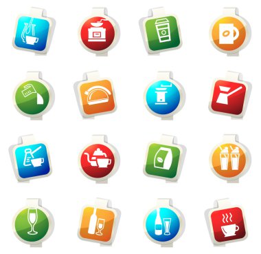 İçecekler Icons set hazırlanması için mutfak eşyaları