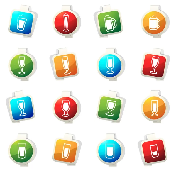 Lunettes et tasses icônes ensemble — Image vectorielle