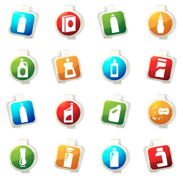 Household chemicals icons set