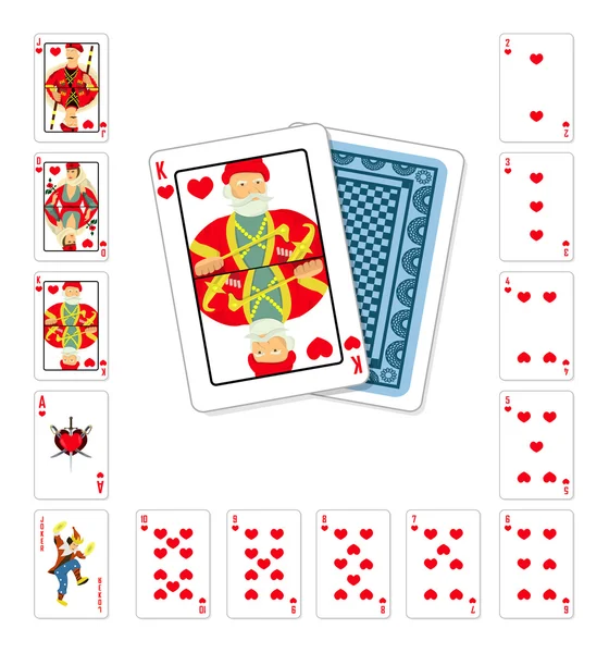 Carte da gioco cuore Re — Vettoriale Stock