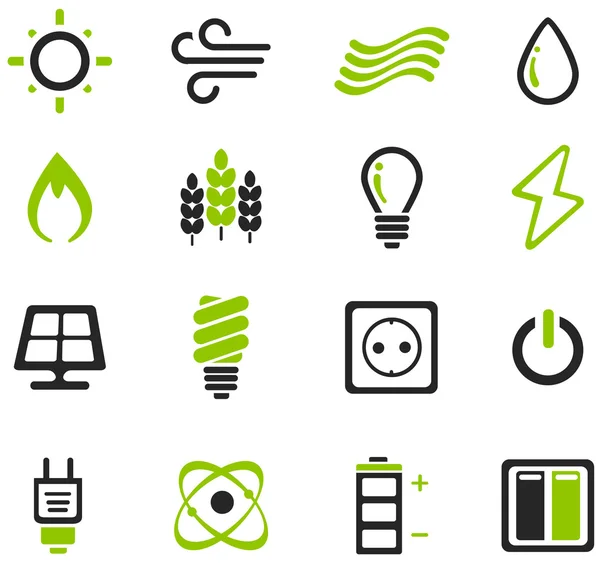 Iconos de combustible y generación de energía — Vector de stock