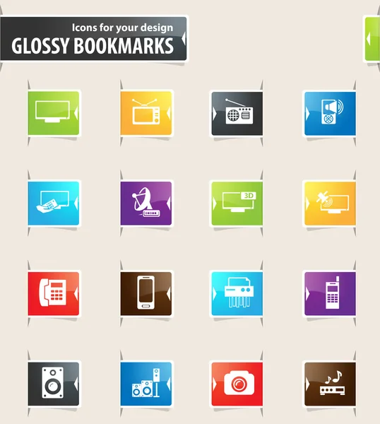 Eletrodomésticos Ícones Bookmark — Vetor de Stock