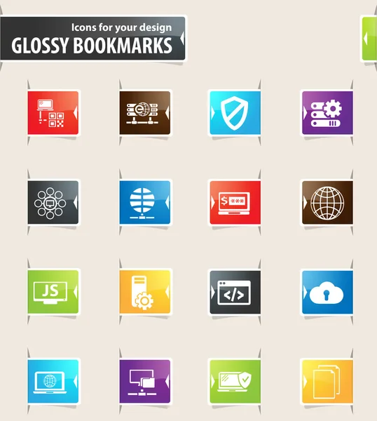 Ícones de Bookmark de Internet, Servidor e Rede — Vetor de Stock